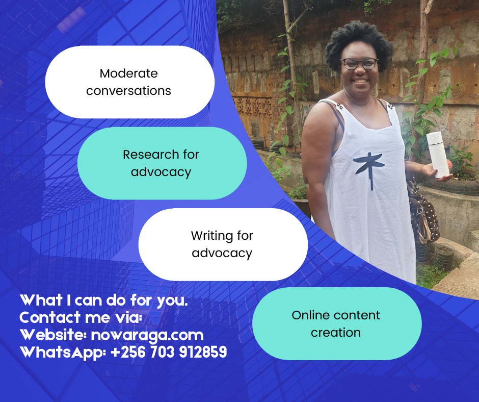 Communication expert services offered by Ms. Norah Owaraga - moderate conversations, research for advocacy, ghost writing and online content creation,