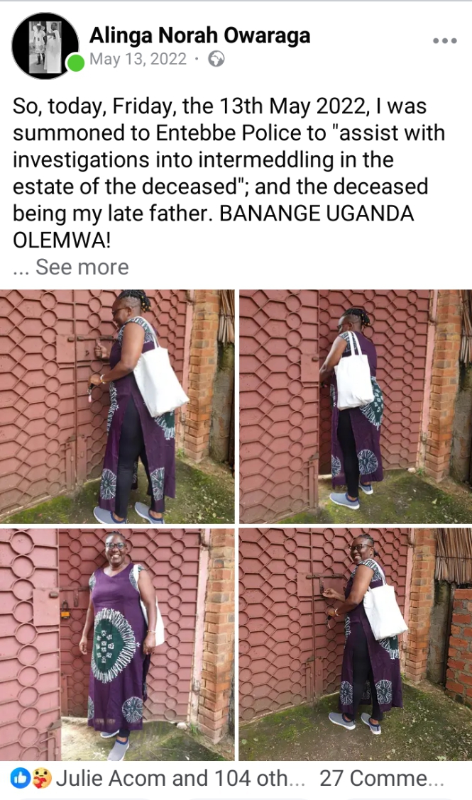 The Facebook post of the incidence when the police came to arrest me based on false allegations by my false sister.